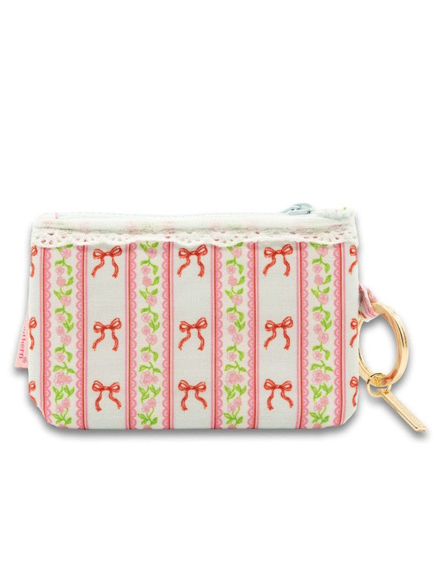 Zipper ID Keyring Wallet | Pink Bows Roses