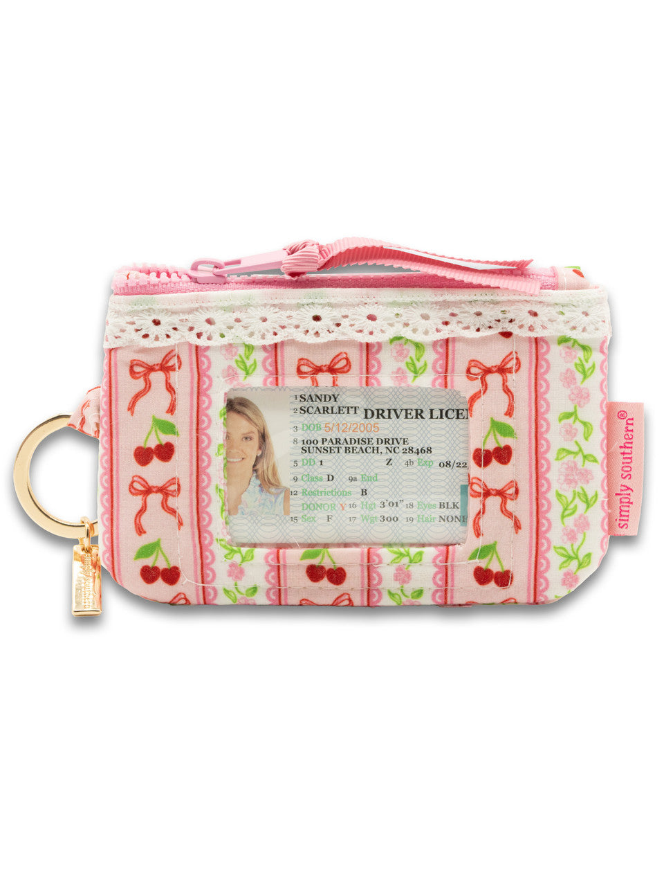 Zipper ID Keyring Wallet | Cherries Bows