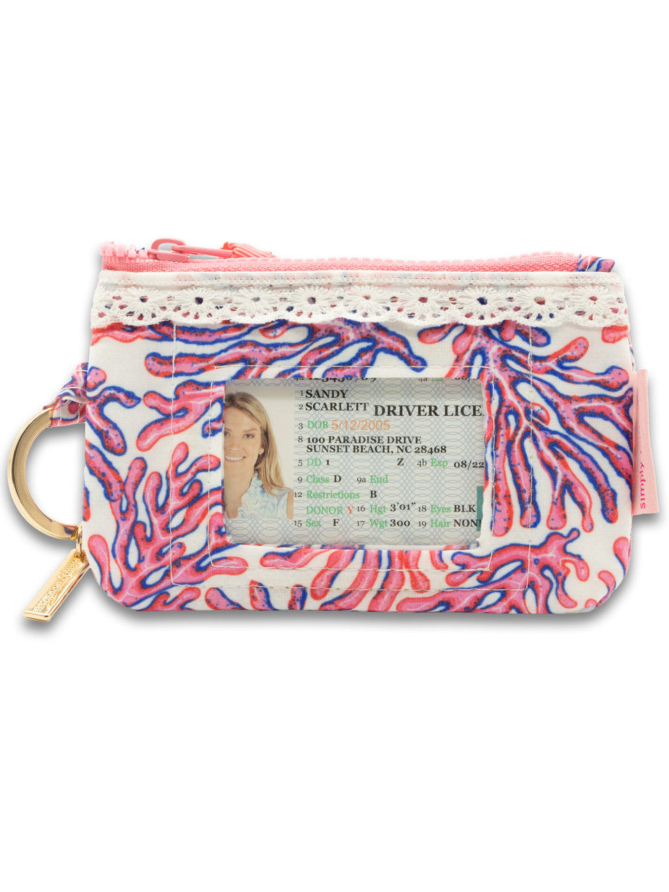 Zipper ID Keyring Wallet | Coral Reef