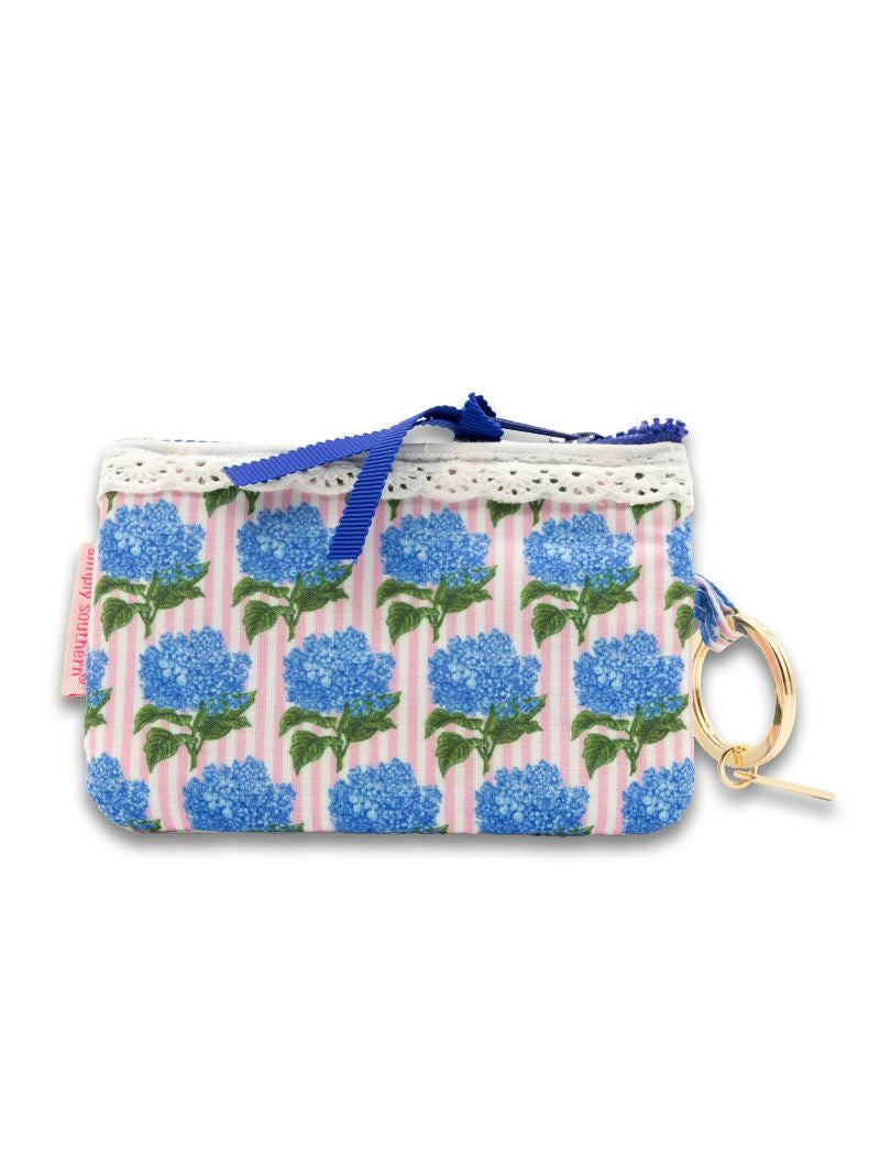 Zipper ID Keyring Wallet | Blue Hydrangeas