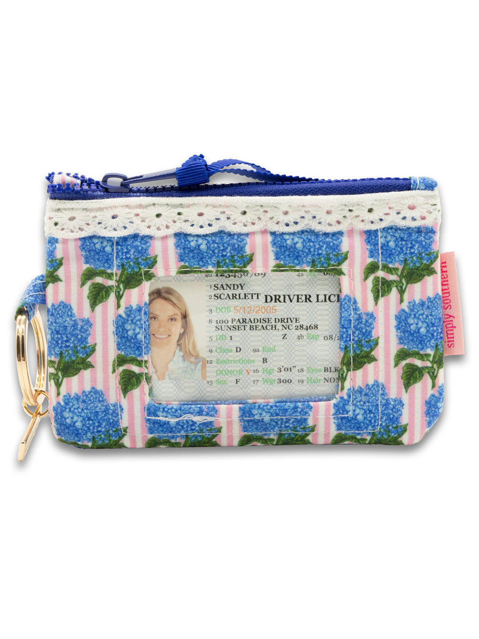 Zipper ID Keyring Wallet | Blue Hydrangeas