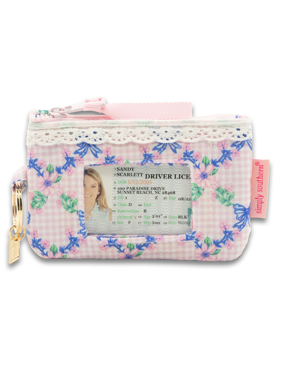 Zipper ID Keyring Wallet | Blue Bows
