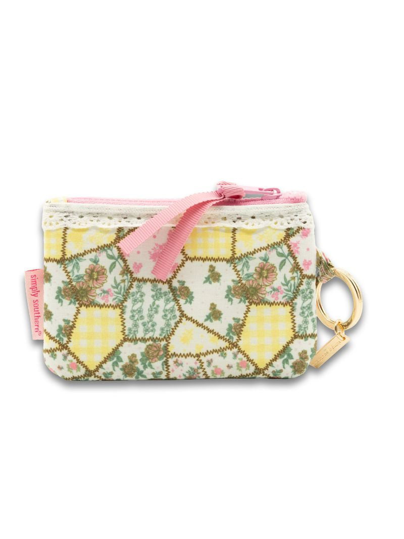 Zipper ID Keyring Wallet | Floral Patch Yellow