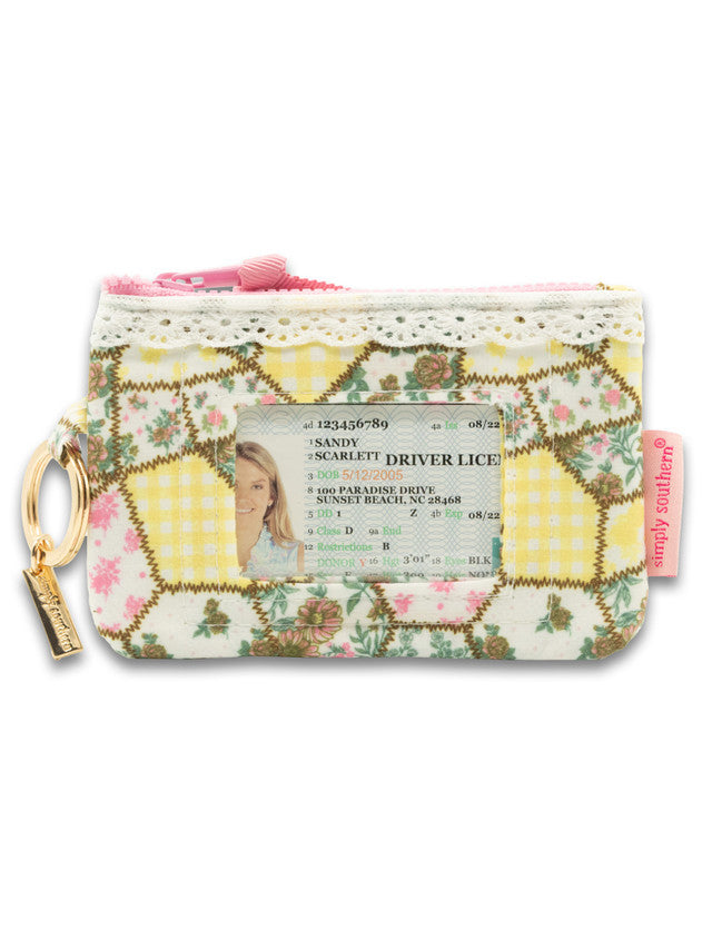 Zipper ID Keyring Wallet | Floral Patch Yellow
