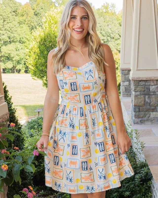Lobster Coastal Mini Dress | Cream/Multi