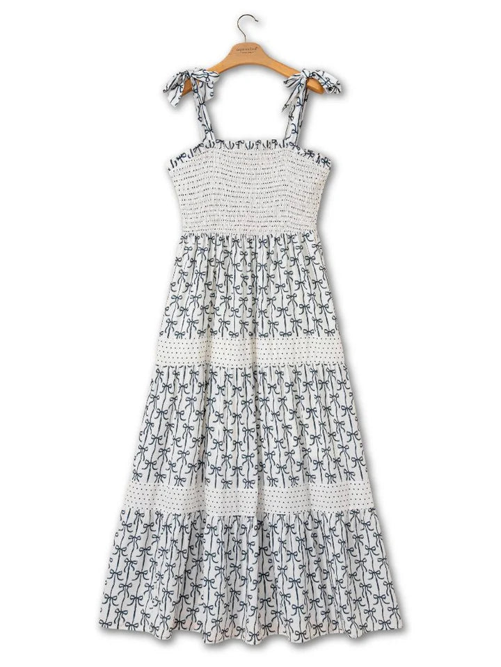 Tie Shoulder Bow Maxi Dress | Navy