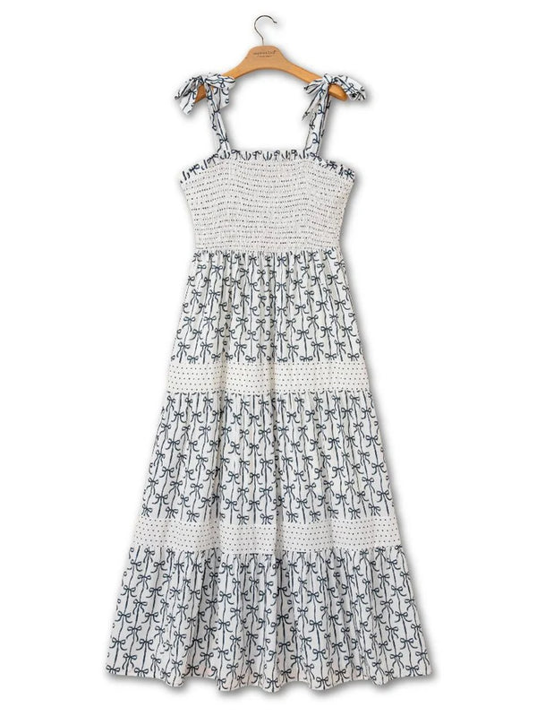 Tie Shoulder Bow Maxi Dress | Navy