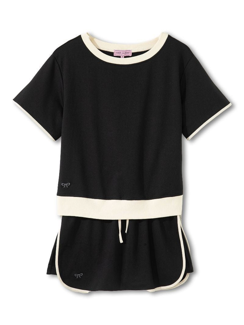 Contrast Activewear Skort Set | Black