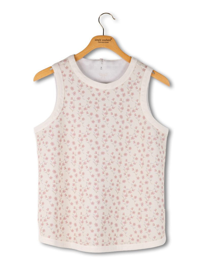 Luxe Floral Tank+Pintuck Short Set | Blush