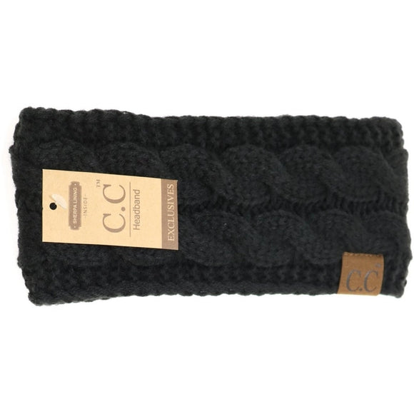 C.C. Cable Knit Head Wrap | Black