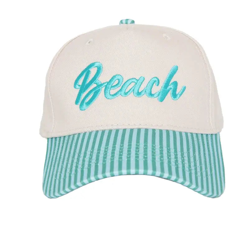 Beach Striped Trucker Cap | Aqua