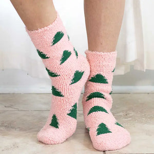 Christmas Tree Pink Snuggle Socks | One Size