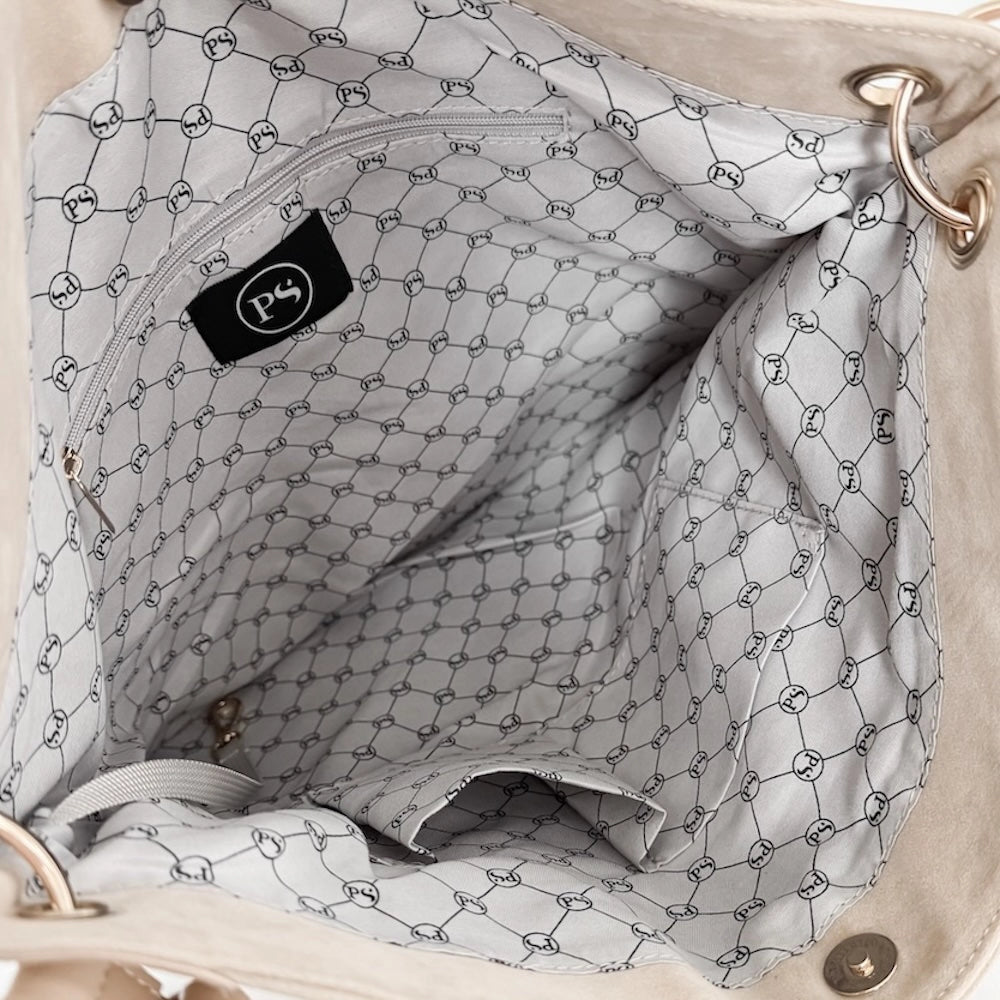 Rosalie Rivet Suede Hobo Bag | Oat