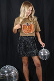 Sequin Pumpkin Leopard Tee | Brown