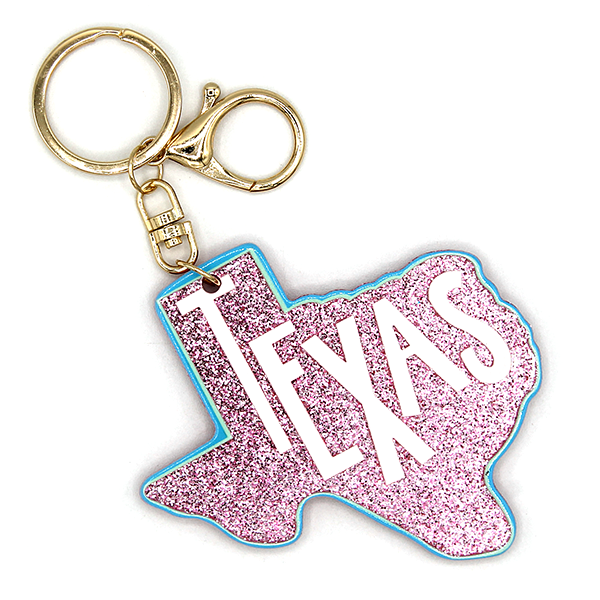 Resin Glitter Keychain/Bag Charm | Pink Texas