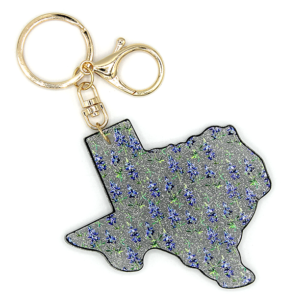 Resin Glitter Keychain/Bag Charm | Bluebonnet Texas