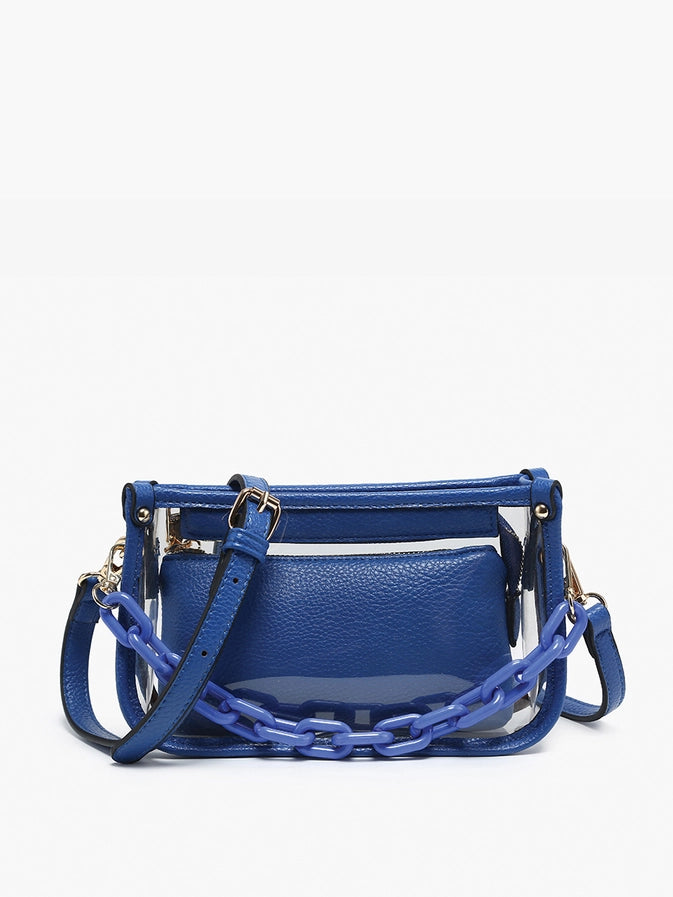 Jessica Clear Vegan Leather Crossbody | Royal Blue