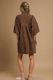 Floral Jacquard Lace Dress | Brown