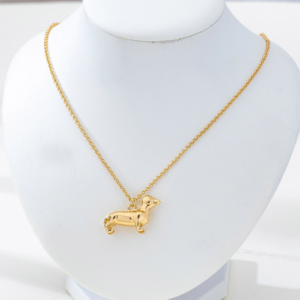 Dachshund Dog Pendant Necklace | Gold