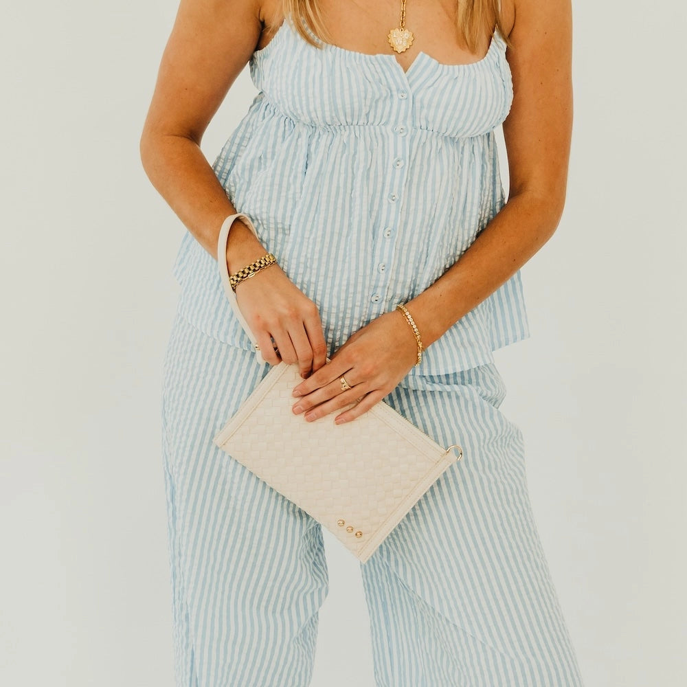 Veda Woven Crossbody/Clutch Bag | Cream