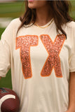 TX Faux Sequin Print Tee | Ivory