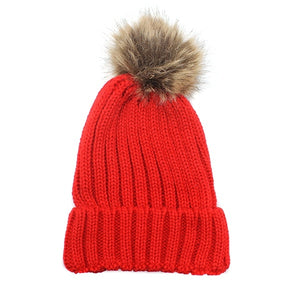 Knit Pom Beanie | Red