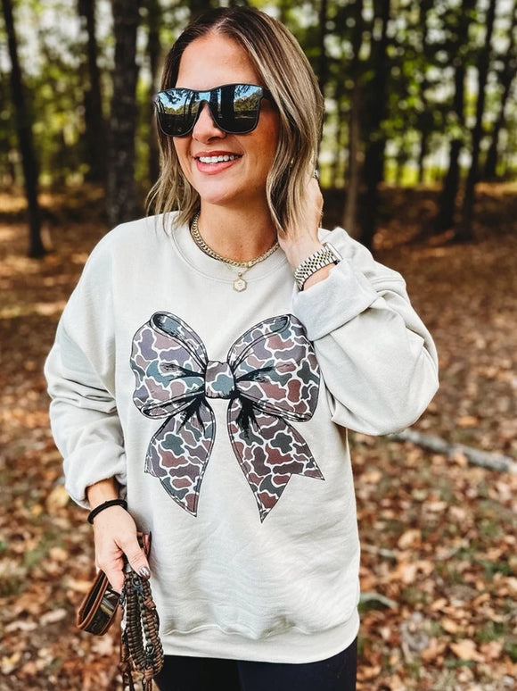 Camo Bow Sweatshirt | Sand