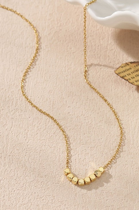 Stainless Cube Accent Necklace | Gold