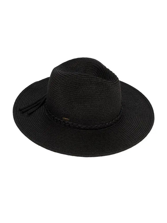 C.C Tied Braided Band Sun Hat | Black