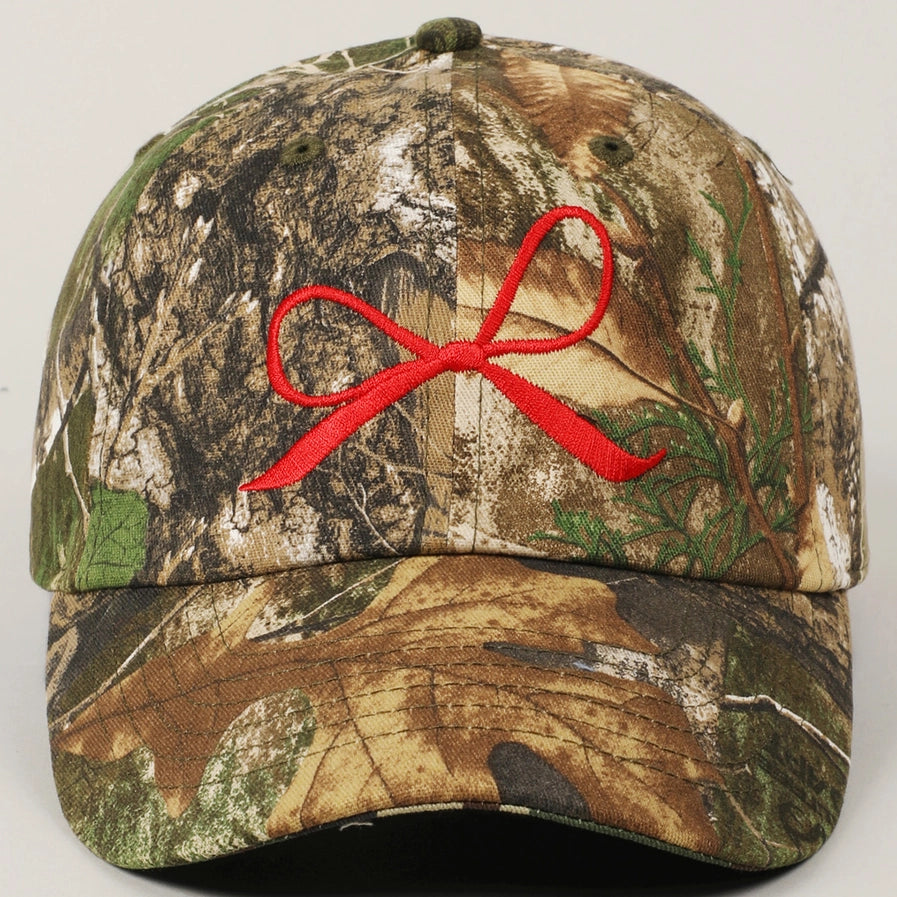 Ribbon Bow Trucker Cap | Camo/Red