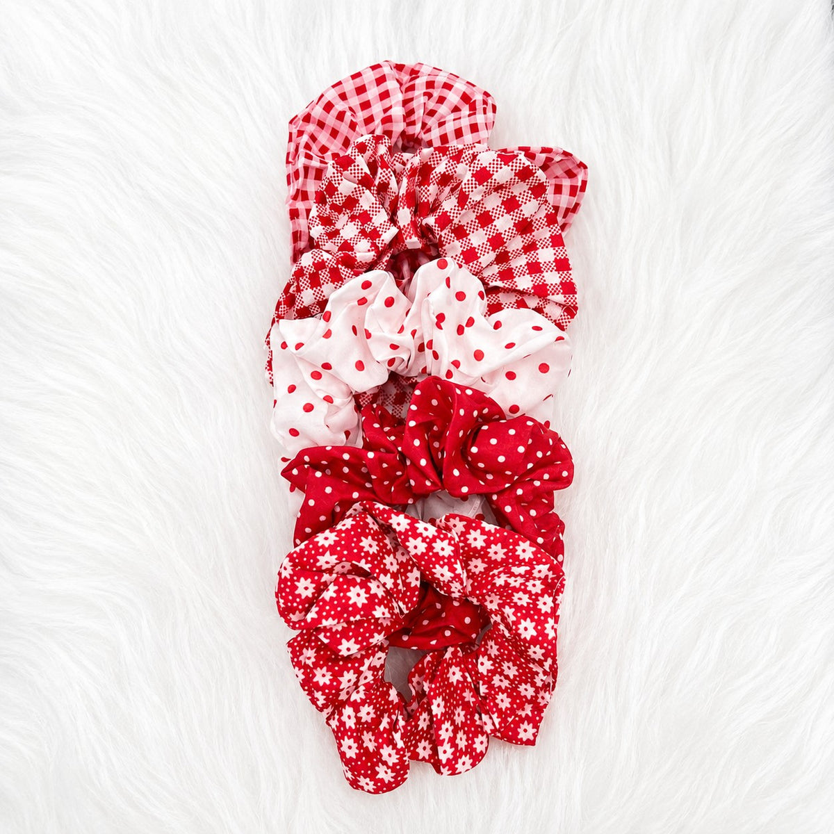 Red Mix Scrunchies | Set of 5