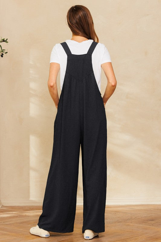 Solid Wide Leg Jumpsuit | Black