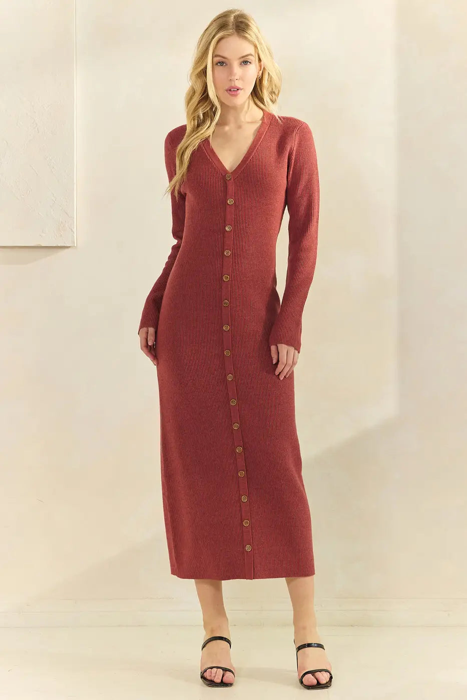 Button Down Sweater Midi Dress | Sienna