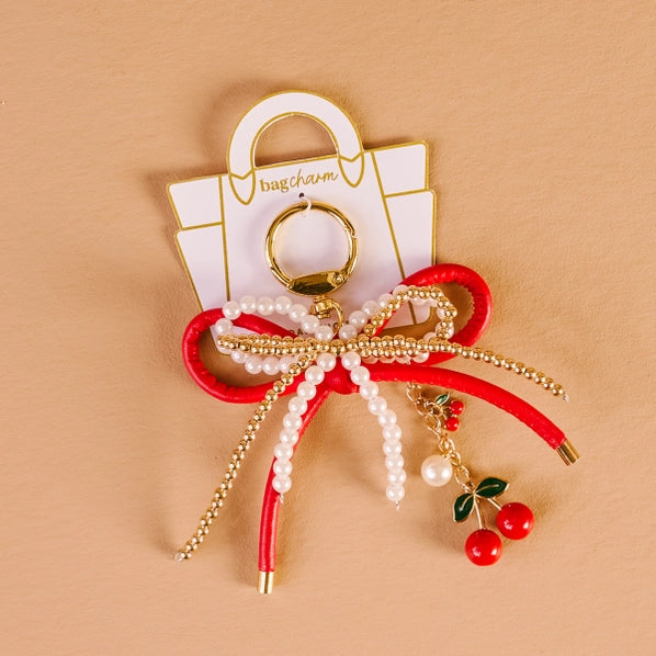 Layered Bows Bag Charm | Cherry Bliss