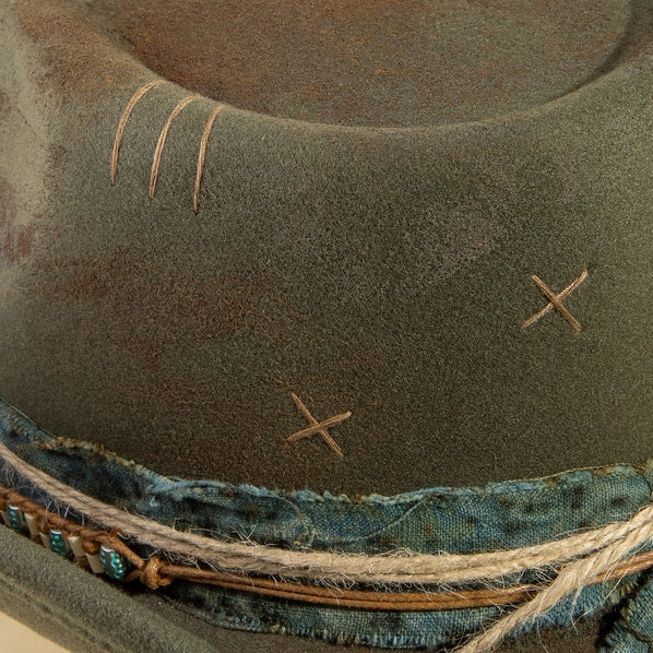 Distressed Western Cowboy Hat | Olive