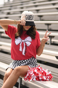 Game Day Bow Tee | Heather Red