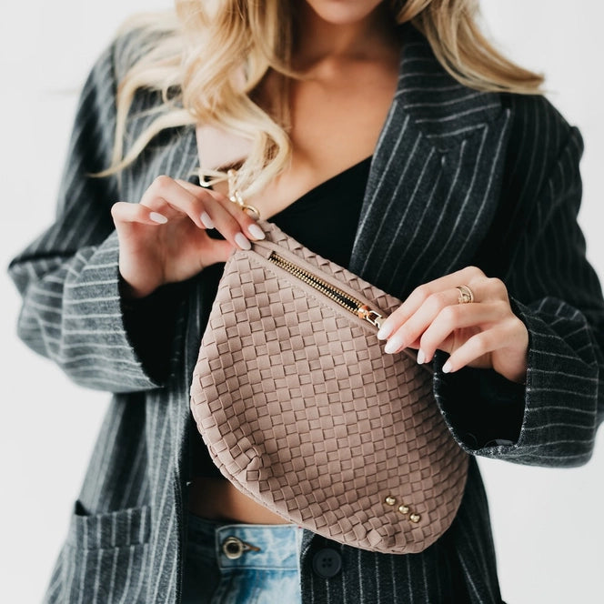 Suede Westlyn Woven Bum Bag | Taupe