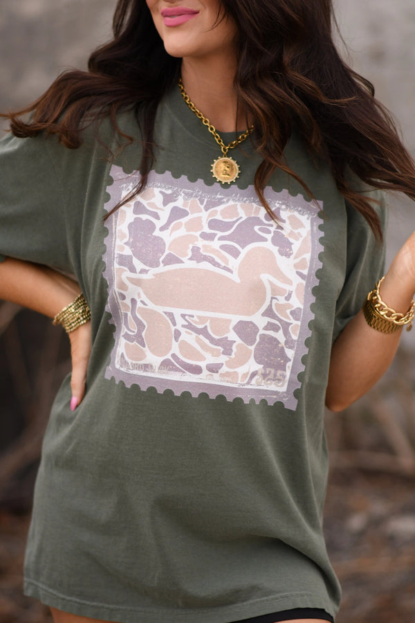 Duck Camo Stamp Tee | Moss