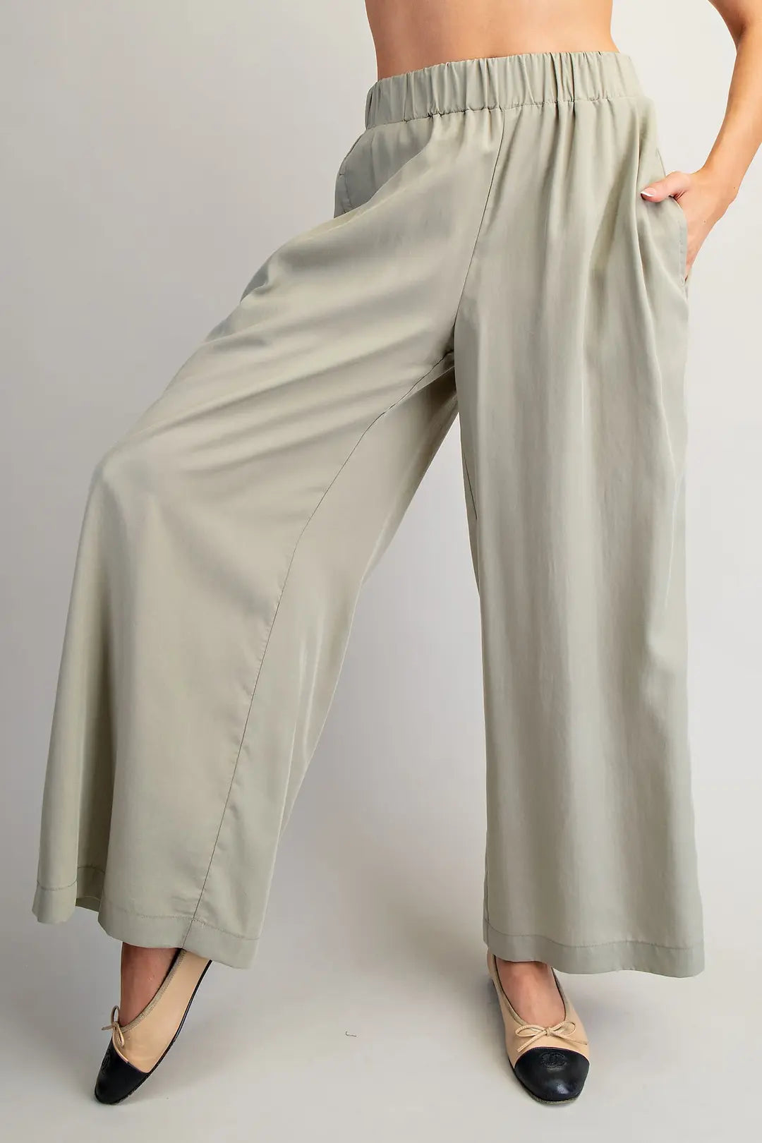 Elastic Waist Wide Leg Pants | Dry Herb