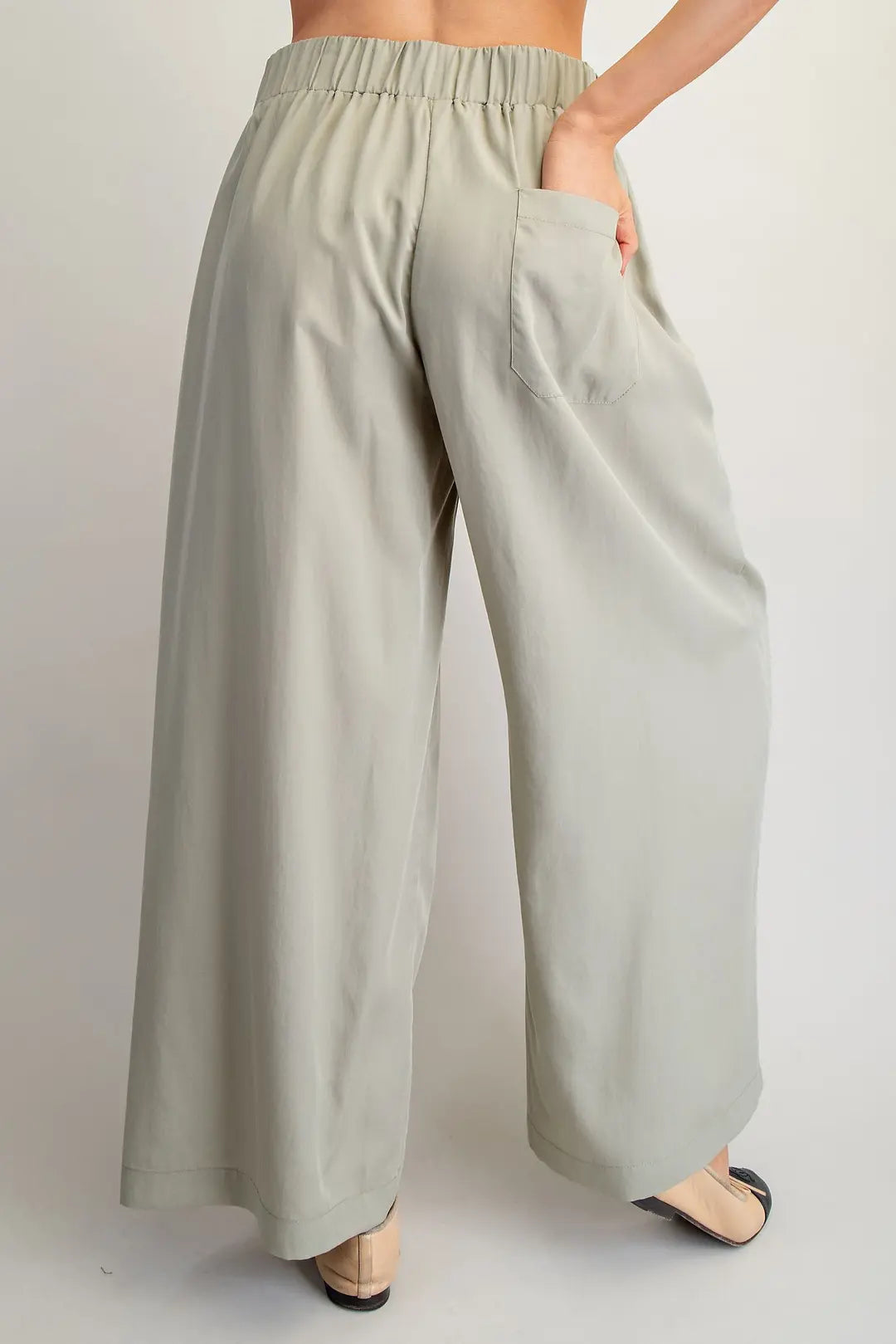 Elastic Waist Wide Leg Pants | Dry Herb