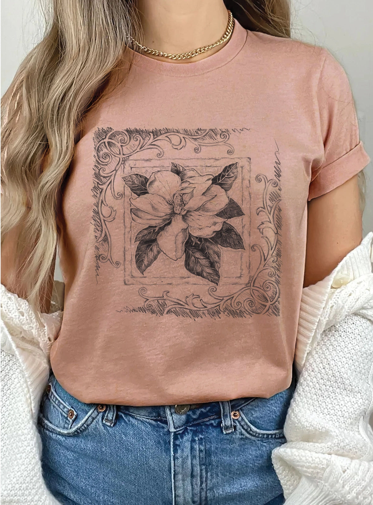 Magnolia Flower Tee | Mauve