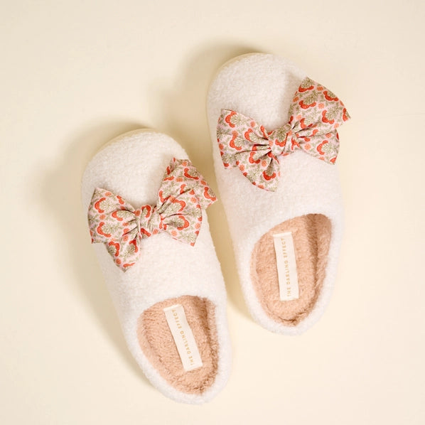 Fuzzy Betty Bow Slippers | Everbloom Dusty Rose