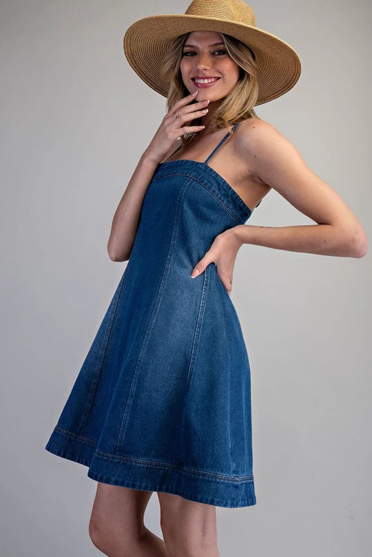 Stone Washed Sleeveless Mini Dress | Denim