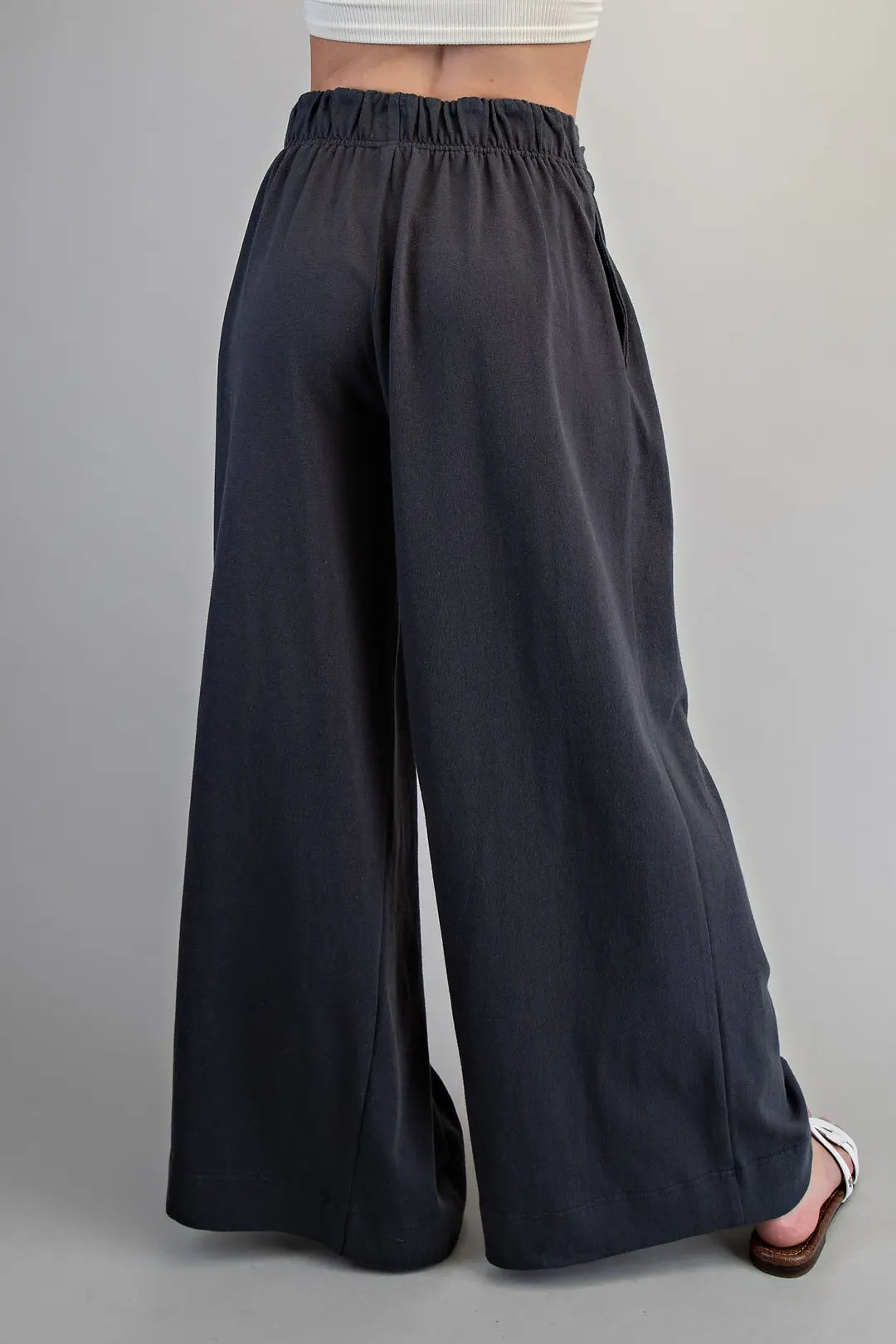 Front Wrap Wide Leg Pants | Ash Black