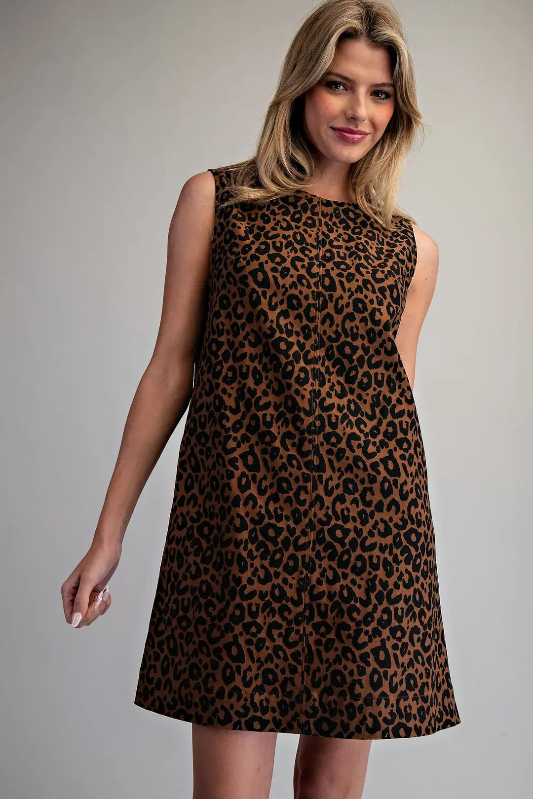 Leopard Sleeveless Dress | Brown