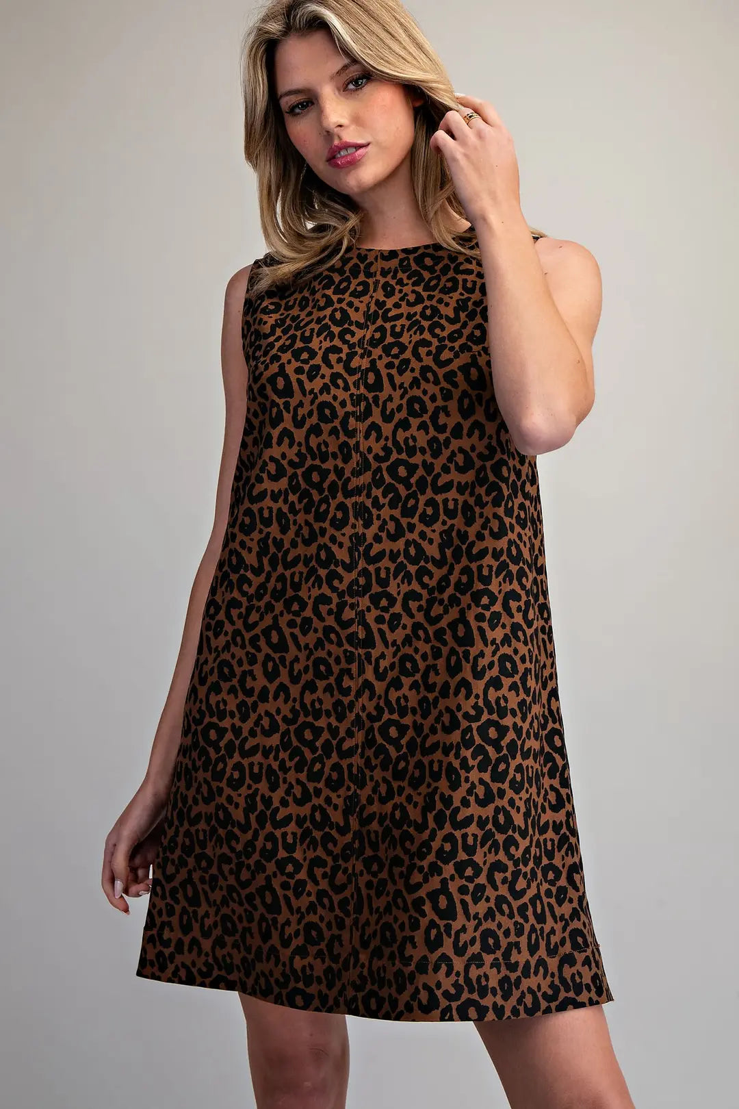 Leopard Sleeveless Dress | Brown