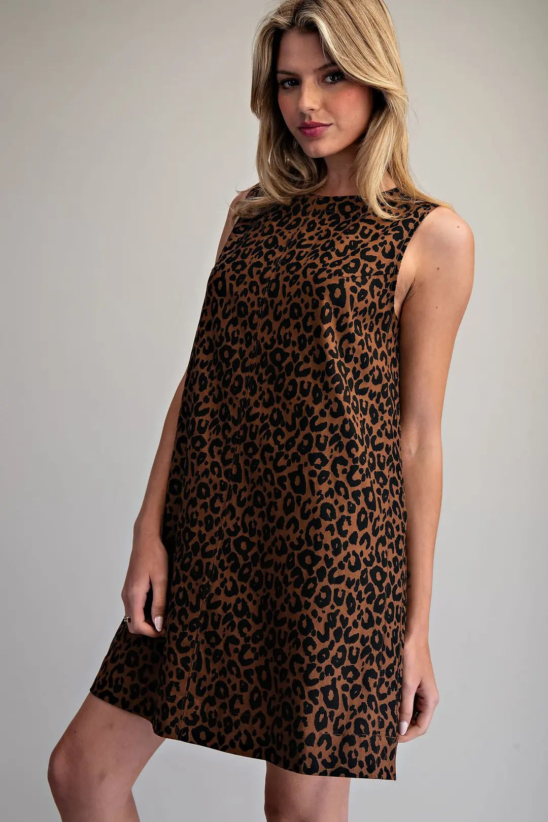 Leopard Sleeveless Dress | Brown