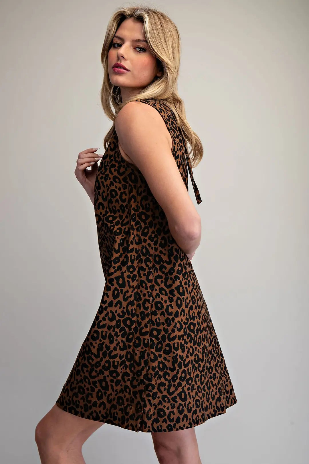 Leopard Sleeveless Dress | Brown
