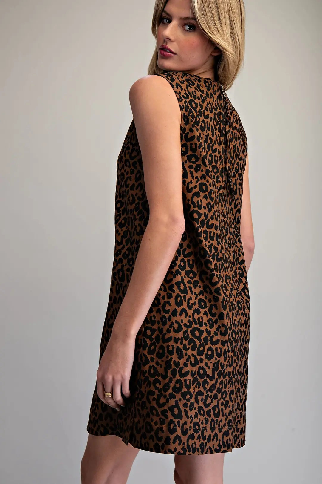 Leopard Sleeveless Dress | Brown