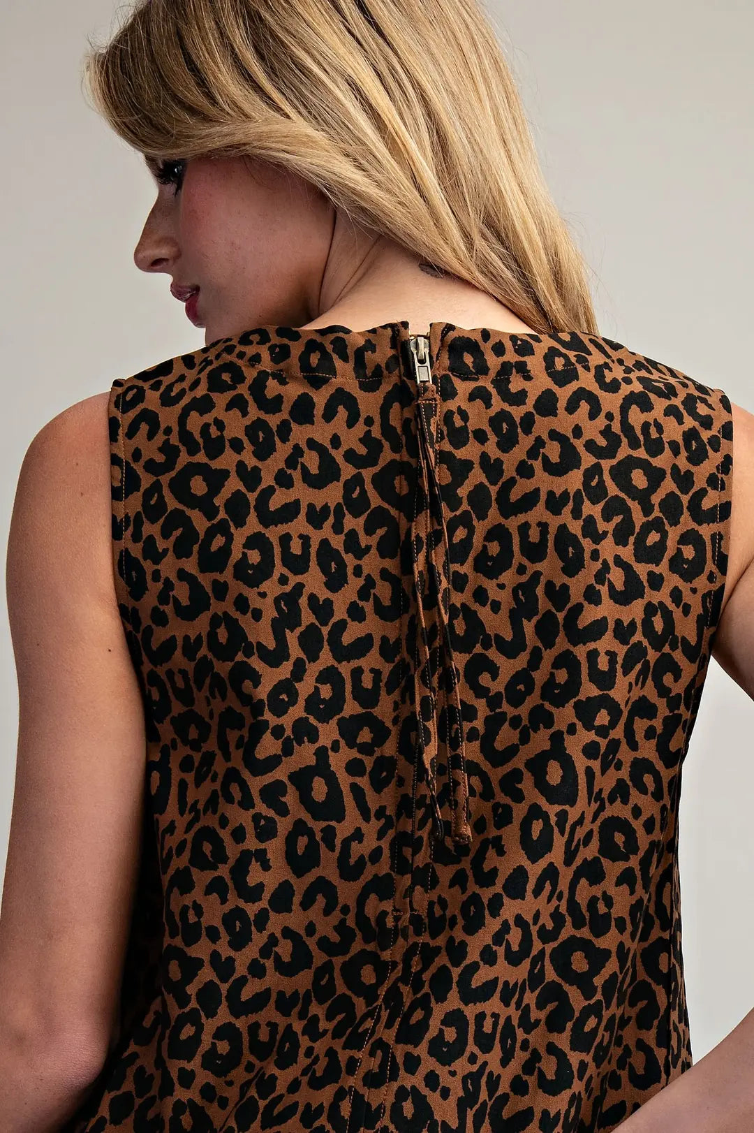 Leopard Sleeveless Dress | Brown